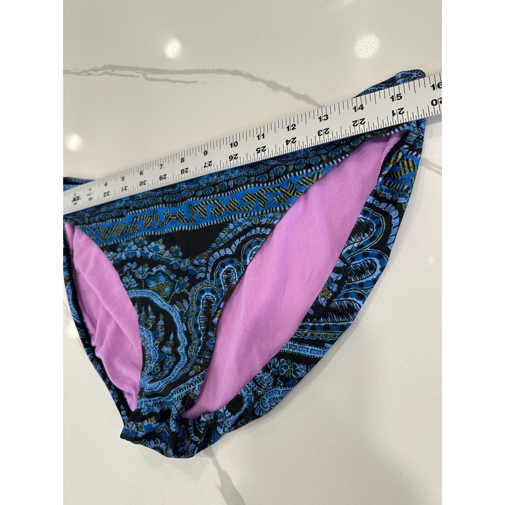 Athleta Tankini Swimsuit Two Piece Set 36 D/DD Large Blue Paisley Halter Mandala - Picture 12 of 16
